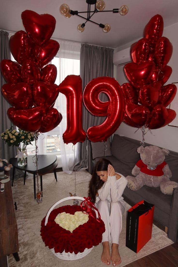 Red Number 19 Balloon - 40 Inch Foil Birthday Decoration for Men & Women | Perfect for Parties