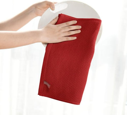 Artoid Mode 100% Cotton Dark Red Kitchen Dish Cloths - Ultra Soft & Absorbent | Set of 6, 12x12 Inch