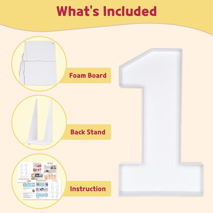 Skiennix 4FT Marquee Number - Mosaic Balloon Frame for 1st Birthday & Anniversary Decor