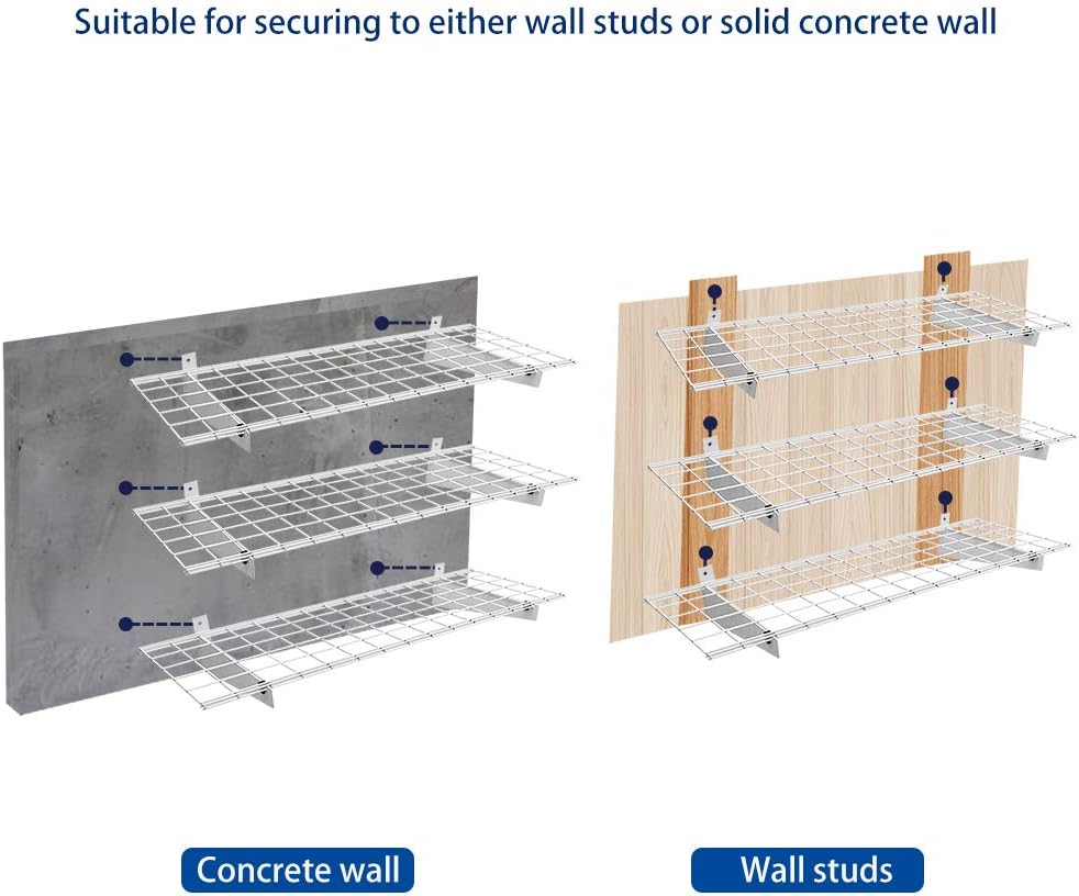 Ultrawall Heavy Duty Garage Wall Shelving - 2-Pack 2x4ft Floating Shelves | Max Load 400lbs, White