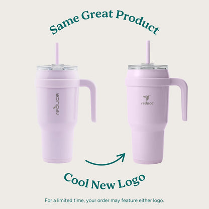 REDUCE Cold1 40 oz Tumbler - Vacuum Insulated Stainless Steel Water Bottle with Handle & Straw | Gloss Cotton Finish