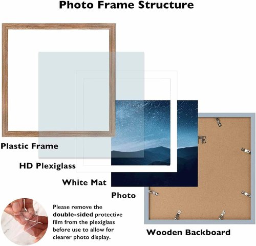 JCJMY Rustic Brown 12x12 Picture Frame - Includes 10x10 Mat for Diamond Art & Photos