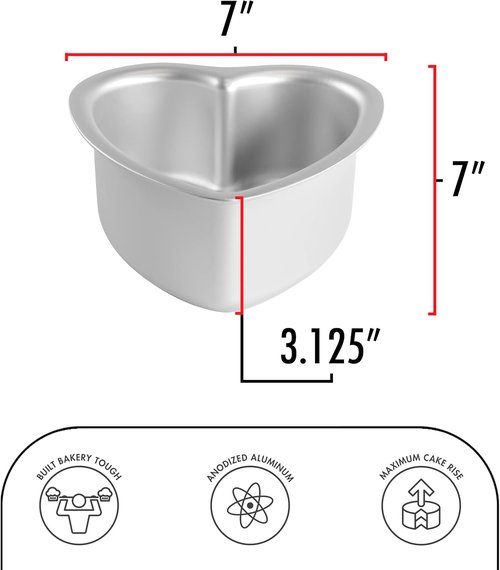 Fat Daddio's Heart Cake Pan - 6 x 3 Inch Anodized Aluminum for Perfect Baking Results