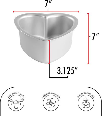 Fat Daddio's Heart Cake Pan - 6 x 3 Inch Anodized Aluminum for Perfect Baking Results