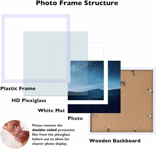 JCJMY 12x12 Picture Frame - Versatile Display for 30x30cm Diamond Art | White with Plexiglass