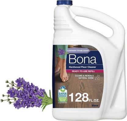 Bona Hardwood Floor Cleaner Refill - 128 Fl Oz - Lavender Thyme Scent | Residue-Free Solution for Wood Floors