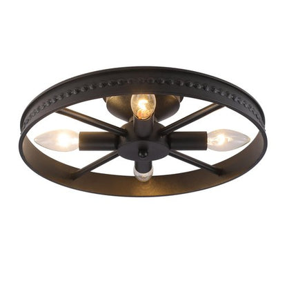 KJLARS Ceiling Light Fixture Flush Mount Ceiling Lamp Black Farmhouse Chandelier Industrial Rustic Light fixtures Pendant Lighting 4-Light E12 Kitchen Lighting