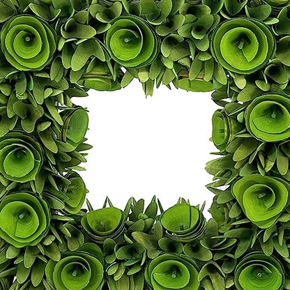 19-Inch Woodchip Rose Wreath - Rustic Holiday Front Door Decor - Green