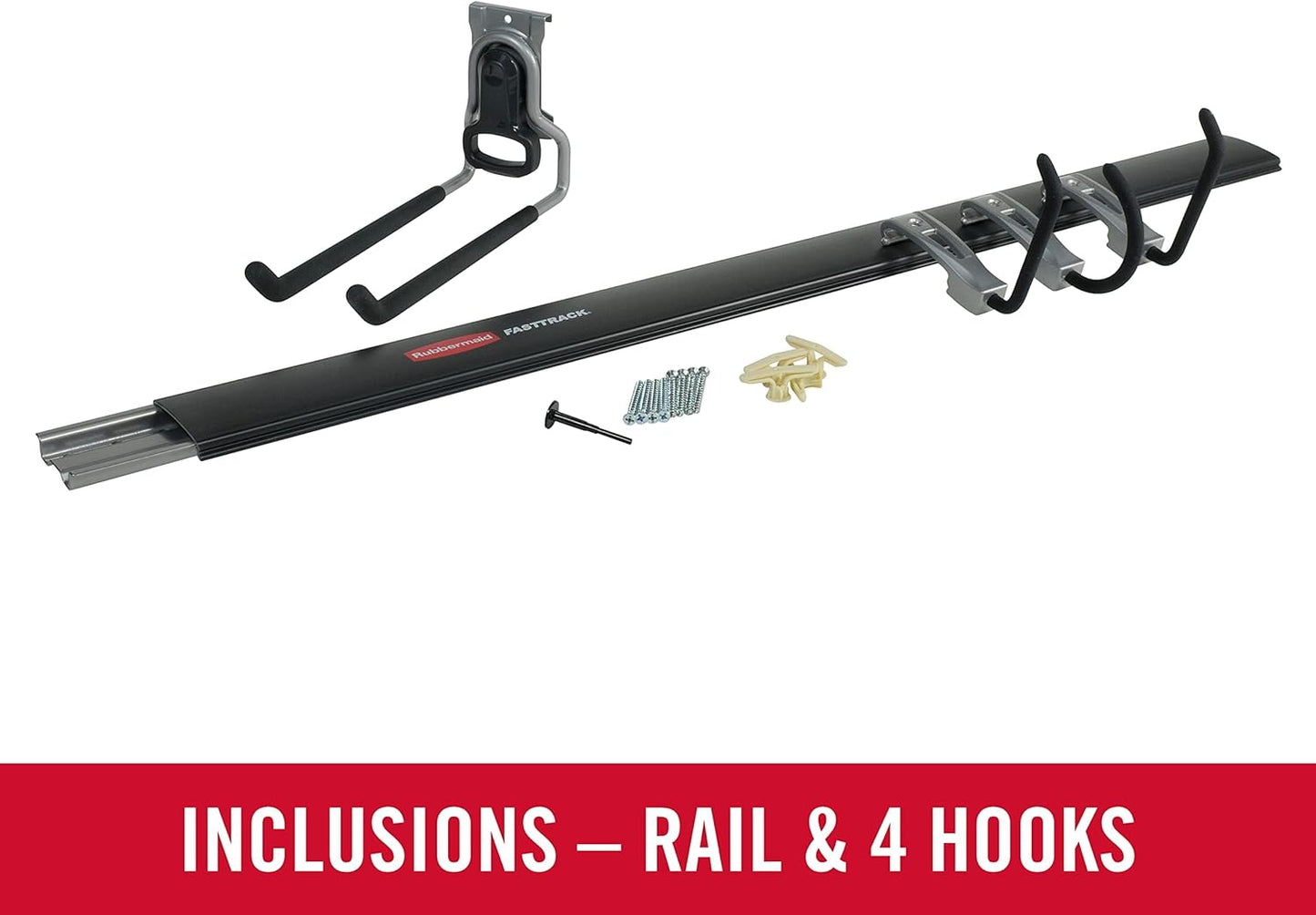 Rubbermaid FastTrack Utility Hooks - Heavy-Duty 5-Piece Tool Organizer Kit for Garage & Shed