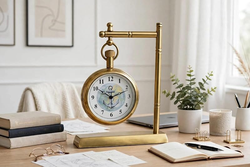 Vintage Brass Pocket Watch Stand - Antique Desk Clock Display