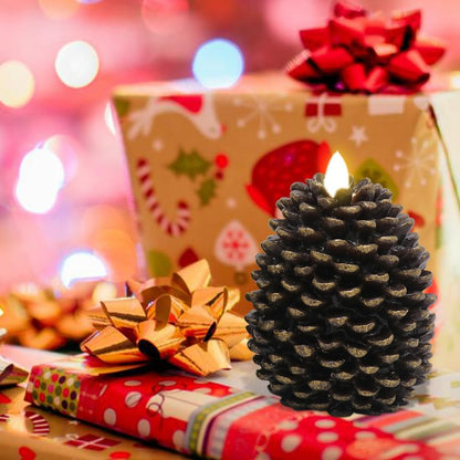 Wondise Flameless Candles - Battery Operated Real Wax Pine Cone Design with Timer | Set of 2, Brown (D3.5 x H4.7 Inch)