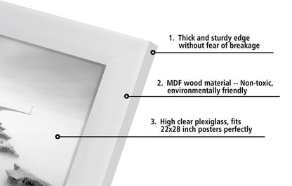 DOAI ART 22x28 Poster Frame White 2 Pack without Mat or 18x24 with Mat - Polished Plexiglass for Wall Vertically or Horizontally Display - Wall Mounting Hardware Included