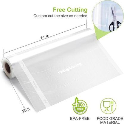 Bonsenkitchen Vacuum Sealer Bags - Heavy Duty BPA-Free Food Storage Rolls | 11" x 20' | 2-Pack for Sous Vide Cooking