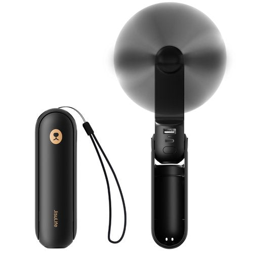 JISULIFE Portable Handheld Fan, Mini 3 In 1 with Rechargeable Battery, Personal Pocket Fan for Travel, Outdoor, USB Power Bank, Flashlight, Essential Ideal Gifts for Men/Women/Family/Friends - Black