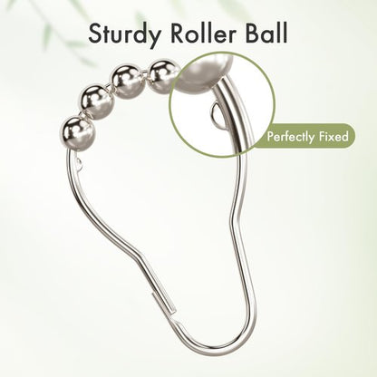 Amazer Shower Curtain Rings, Set of 12, Rust-Resistant Metal Shower Hooks Ring Shower Rings for Curtain Rolling Shower Curtain Hooks for Bathroom Shower Rod Shower Curtain Hangers, Nickel