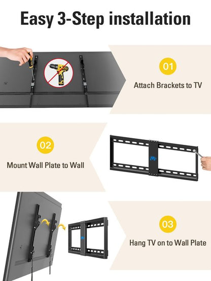 Mounting Dream TV Wall Mount for Most 37-75 Inch TVs, Universal Tilt TV Mount Fit 16", 18", 24" Stud with Loading Capacity 132lbs, Max Vesa 600 x 400mm, Low Profile Flat Wall Mount TV Bracket