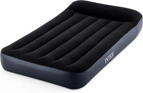 Intex Dura-Beam Airbed - Comfortable Twin Size Pillow Top Mattress with Built-in Pump & Carrying Bag - Blue