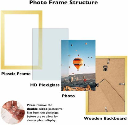 JCJMY 5x6 Gold Picture Frame - Versatile Wall & Tabletop Display with Shatter-Resistant Plexiglass
