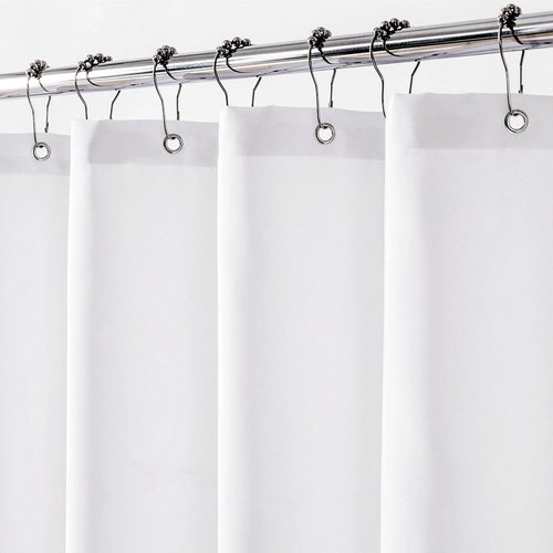 Felisa Waterproof Fabric Shower Curtain Liner with 3 Large Magnets, 71 x 71 inches Light-Weight & Soft Cloth Shower Curtain Liner,Washable White Shower Curtain for Bathroom