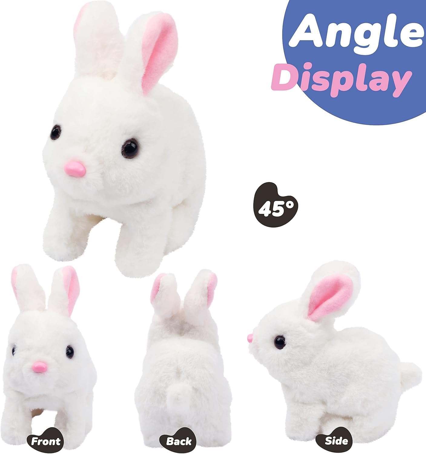 Vitality Bliss | Realistic Hopping Rabbit Plush Toy - Interactive Wiggle Ears & Twitch Nose, Brown