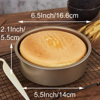 6 Inch Round Cake Pans, Removable Bottom Cheesecake Pans Carbon Steel Non-Stick Cake Pan Set of 3 (6 Inch-Golden 3Pcs)