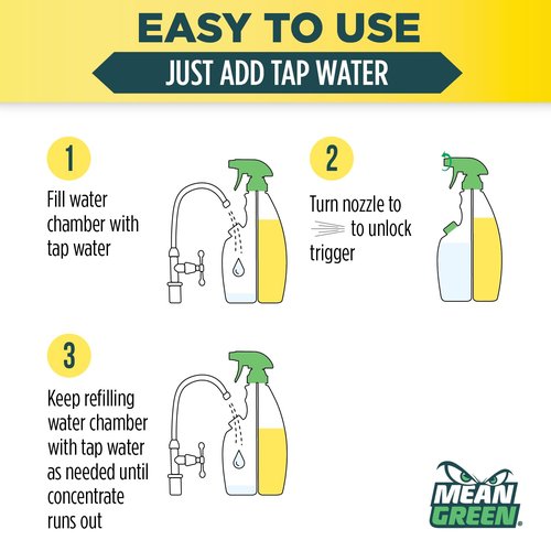 Mean Green Ultra Powered Refillable Cleaner Concentrate Variety 3 Pack – Multi-Purpose Citrus & Green Tea, Bathroom Tropical Breeze, Glass Fresh – 14.3 fl oz Each