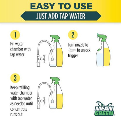 Mean Green Ultra Powered Refillable Cleaner Concentrate Variety 3 Pack – Multi-Purpose Citrus & Green Tea, Bathroom Tropical Breeze, Glass Fresh – 14.3 fl oz Each