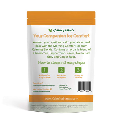 Calming Blends Morning Comfort Tea | Ginger Root, Chamomile, Peppermint and Green Earl Grey, Organic Tea | 36 cups