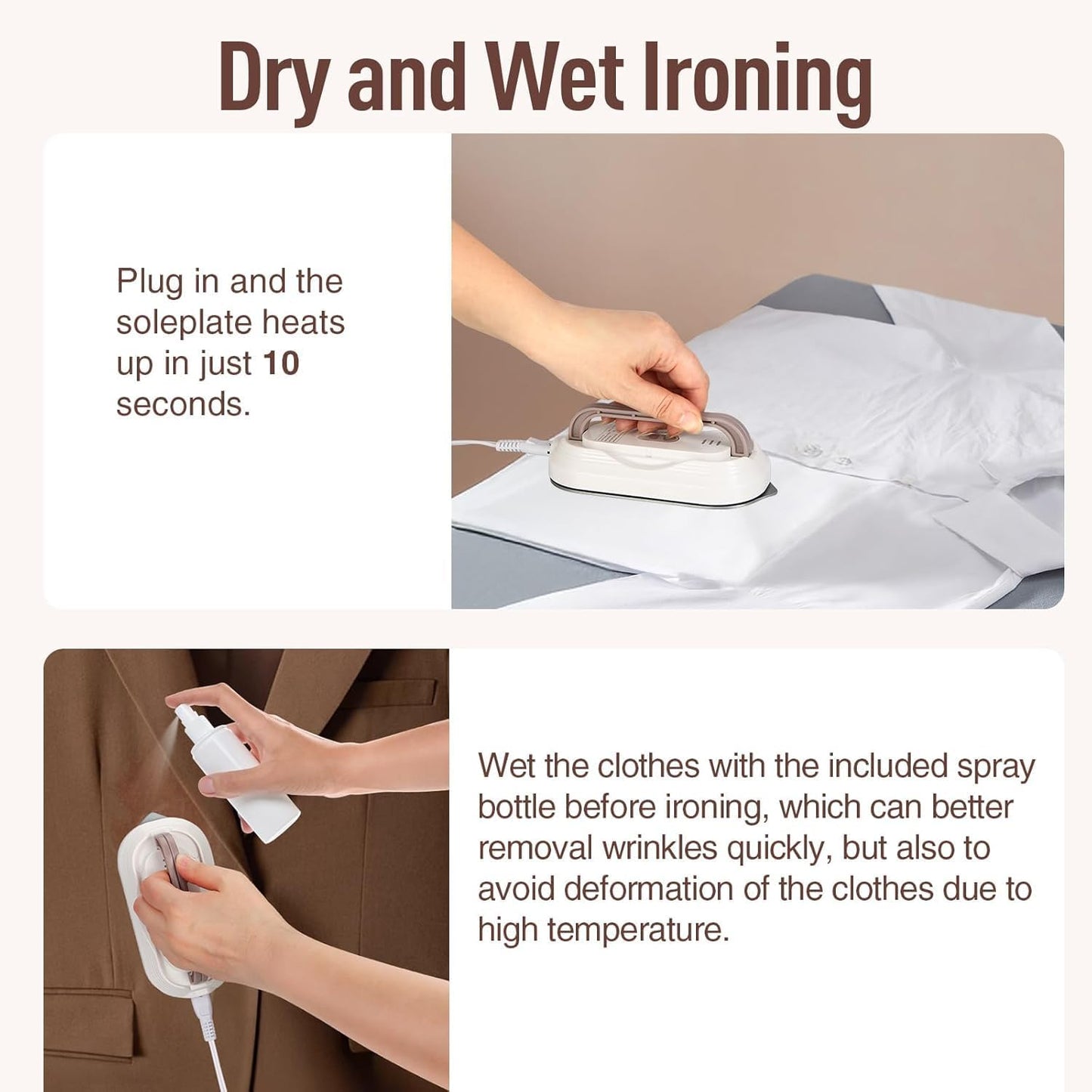 Skiennix Travel Iron - Mini Dry Iron with Global Voltage, 300W, Lightweight 0.8lbs, Ceramic Soleplate