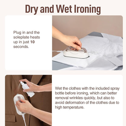 Skiennix Travel Iron - Mini Dry Iron with Global Voltage, 300W, Lightweight 0.8lbs, Ceramic Soleplate