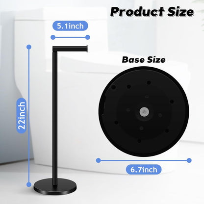 TACGEA Toilet Paper Holder - Free Standing Stainless Steel Design | Holds 4 Rolls - Matte Black