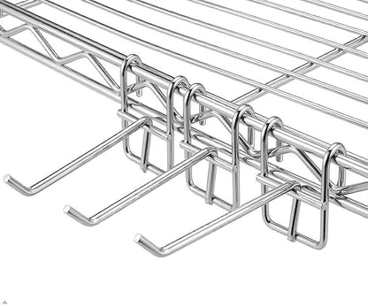Heavy Duty Wire Shelf Hooks - Silver Metal Wall Mount Organizer, 4 Pack