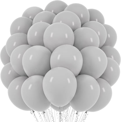 Voircoloria Gray Balloons - 66 Pack of 12-Inch Grey Latex Balloons for Celebrations & Events
