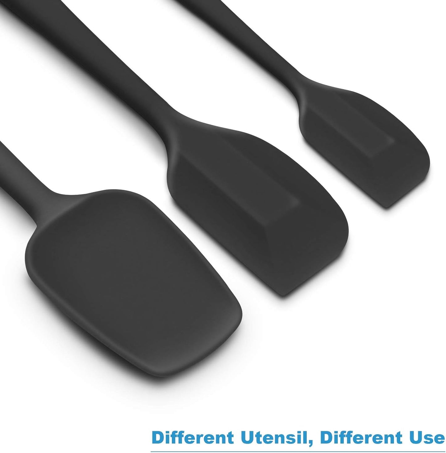 Skiennix Silicone Spatula Set - Ergonomic High Heat-Resistant Design | 3-Piece Non-Stick Rubber, Black