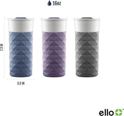 Ello Ogden Ceramic Travel Mug - Splash-Resistant Slider Lid & Silicone Boot | 16 oz Gray, BPA Free & Dishwasher Safe