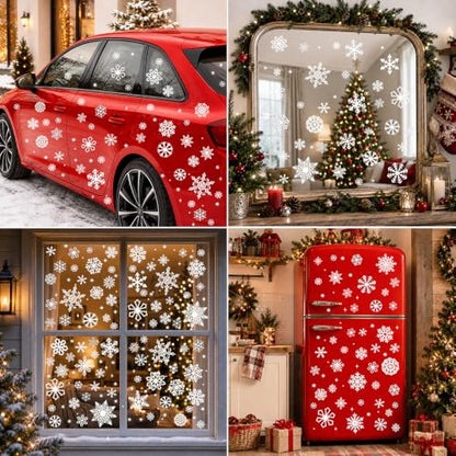 460PCS Snowflake Window Clings for Christmas Winter Decor - Reusable & Easy to Apply