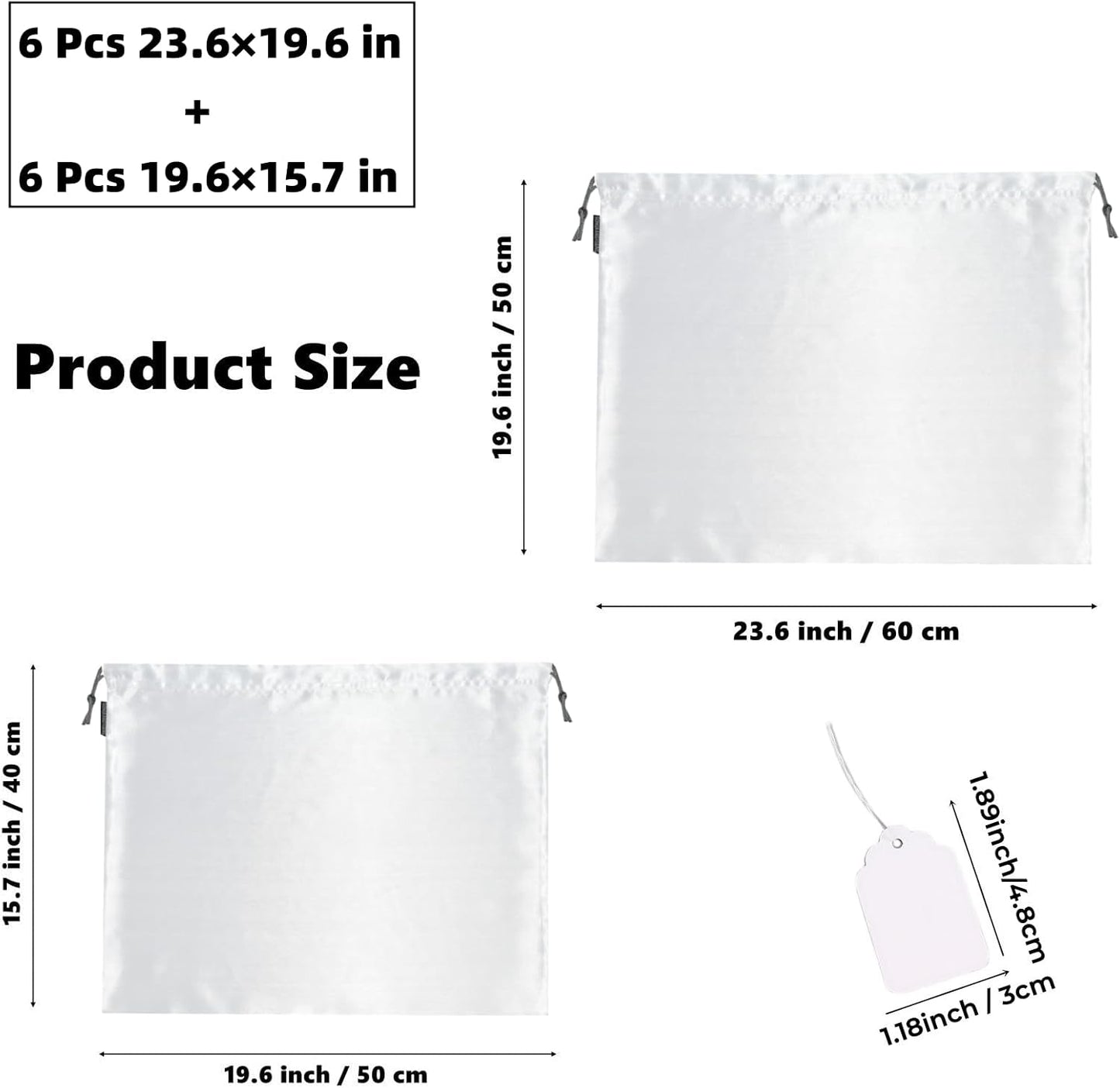 Skiennix 12 Pack Dust Bags - Silk Cloth Drawstring Storage Pouches for Handbags, Shoes & Boots