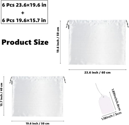 Skiennix 12 Pack Dust Bags - Silk Cloth Drawstring Storage Pouches for Handbags, Shoes & Boots