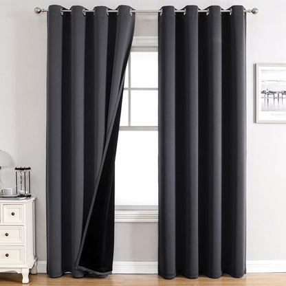 ChrisDowa 100% Blackout Curtains 102 inch Long for Bedroom with Black Liner, 2 Thick Layers Total Blackout Thermal Insulated Grommet Window Curtains 2 Panels Set (Dark Grey, 52 x 102 Inch)