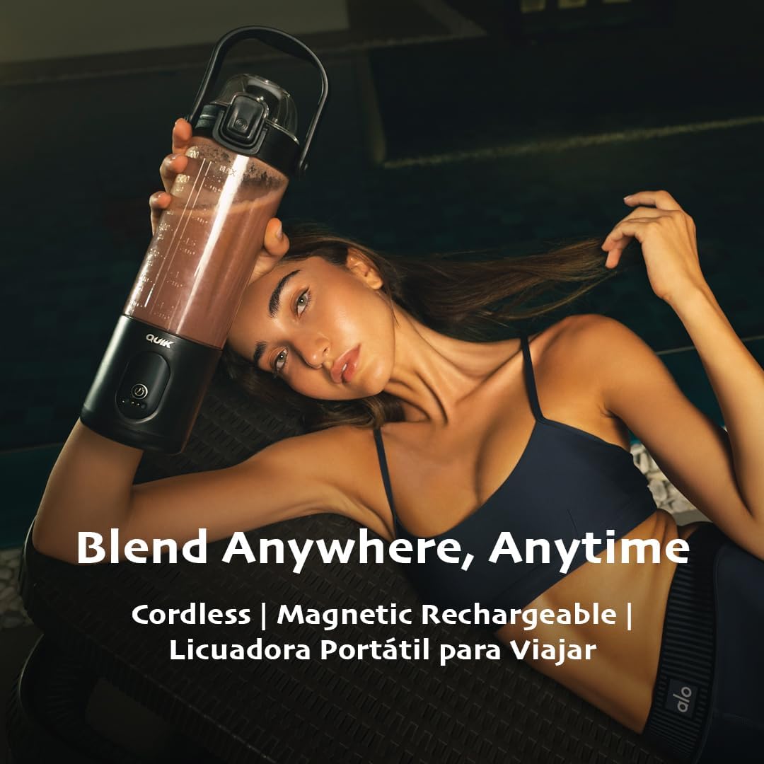 Skiennix Portable Blender - Cordless 24oz Personal Blender for Shakes & Smoothies | BPA-Free, Ice Crush, Waterproof, Black