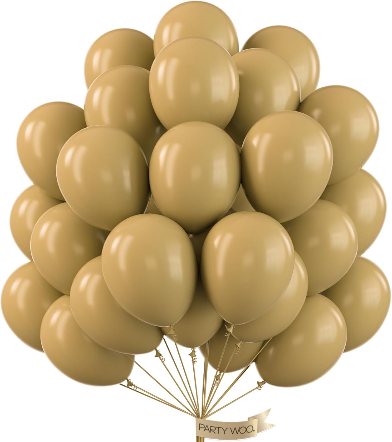 PartyWoo Tan Balloons - 100 Pcs 12 Inch Light Brown Latex Helium Balloons for Weddings & Celebrations