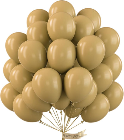 PartyWoo Tan Balloons - 100 Pcs 12 Inch Light Brown Latex Helium Balloons for Weddings & Celebrations