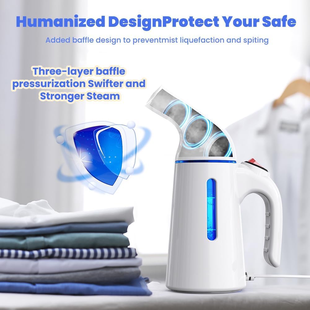 Skiennix Portable Clothes Steamer - 700W Fast Heat-Up in 40 Seconds | 120ML Water Tank, 25g/min Steam Output