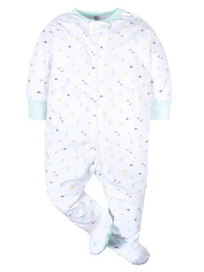Gerber Unisex Baby 4 Pack Sleep 'N Play Footie Animals Green Newborn