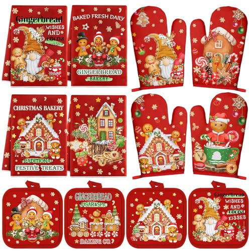 Christmas Kitchen Accessories Set - Red Gingerbread Man Variation, 12-Piece