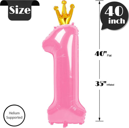Regine Switzerland 40-Inch Number Balloon - Pink Giant "1" for First Birthday Celebrations