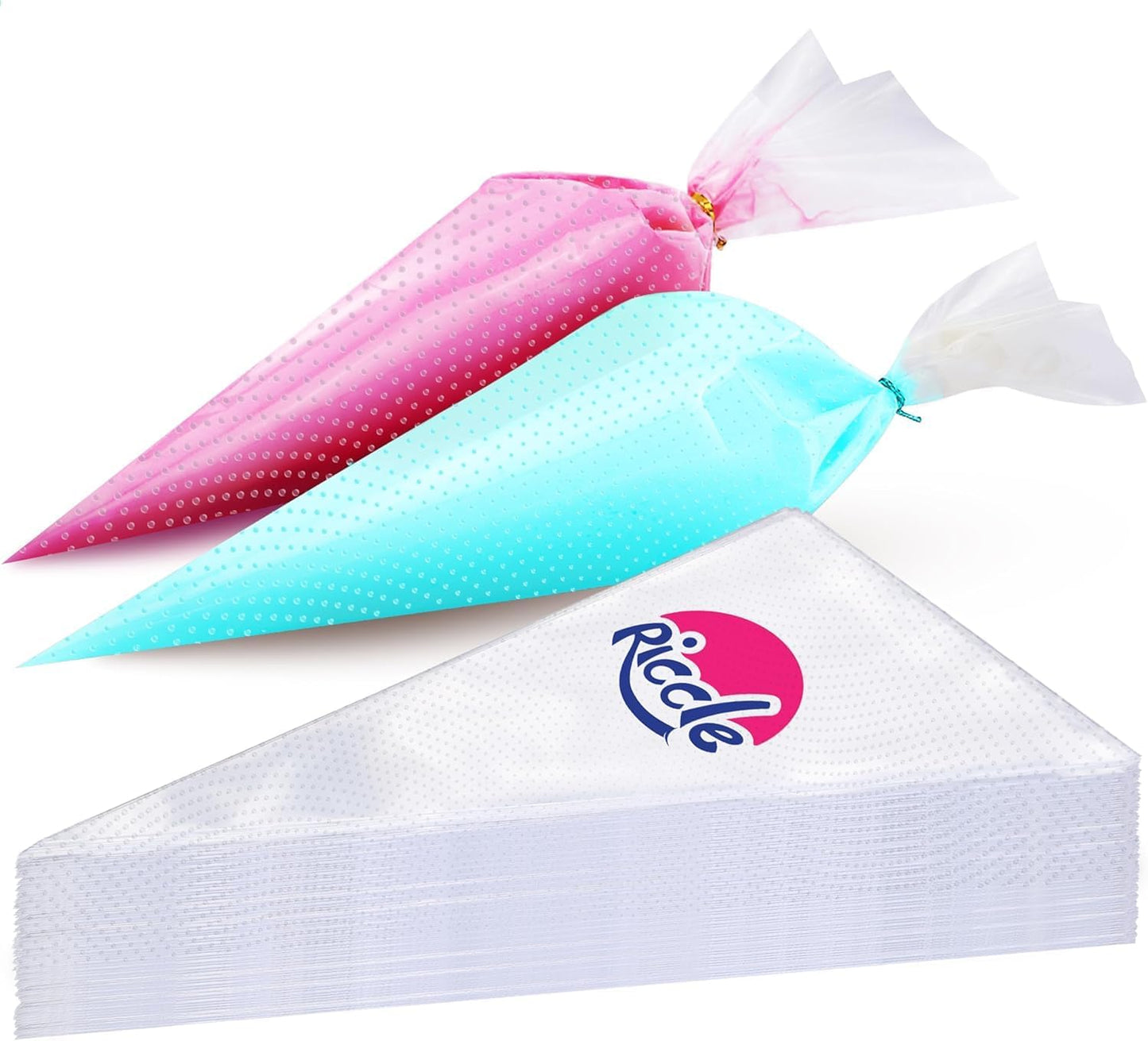 Riccle Disposable Piping Bags - 16 Inch Anti-Burst Textured Pastry Bags for Icing & Decorating Cakes