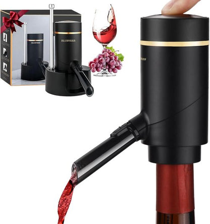 3-in-1 Electric Wine Aerator & Decanter Set with Stand Base - Automatic Pump Dispenser, Retractable Tube, and Built-in Pourer, Ideal Gift for Wine Lovers