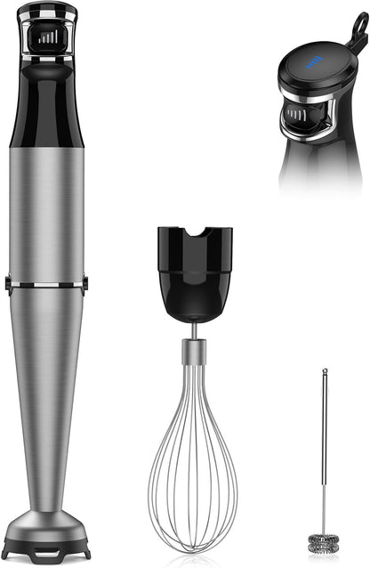 Skiennix Immersion Blender - 1100W Handheld Stick Blender with Whisk & Milk Frother Attachments | Perfect for Soup, Smoothies, Purees
