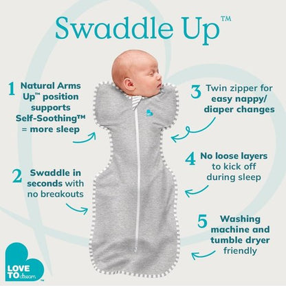 Love to Dream Swaddle Up Viscose from Bamboo, Arms Up Position, Soft and Sustainable Bamboo Fabric, Versatile Wearable Blanket,1.0 TOG (20-24°C) Ideal for Moderate Temps,Newborn 5-8.5 lbs, Boats Mist